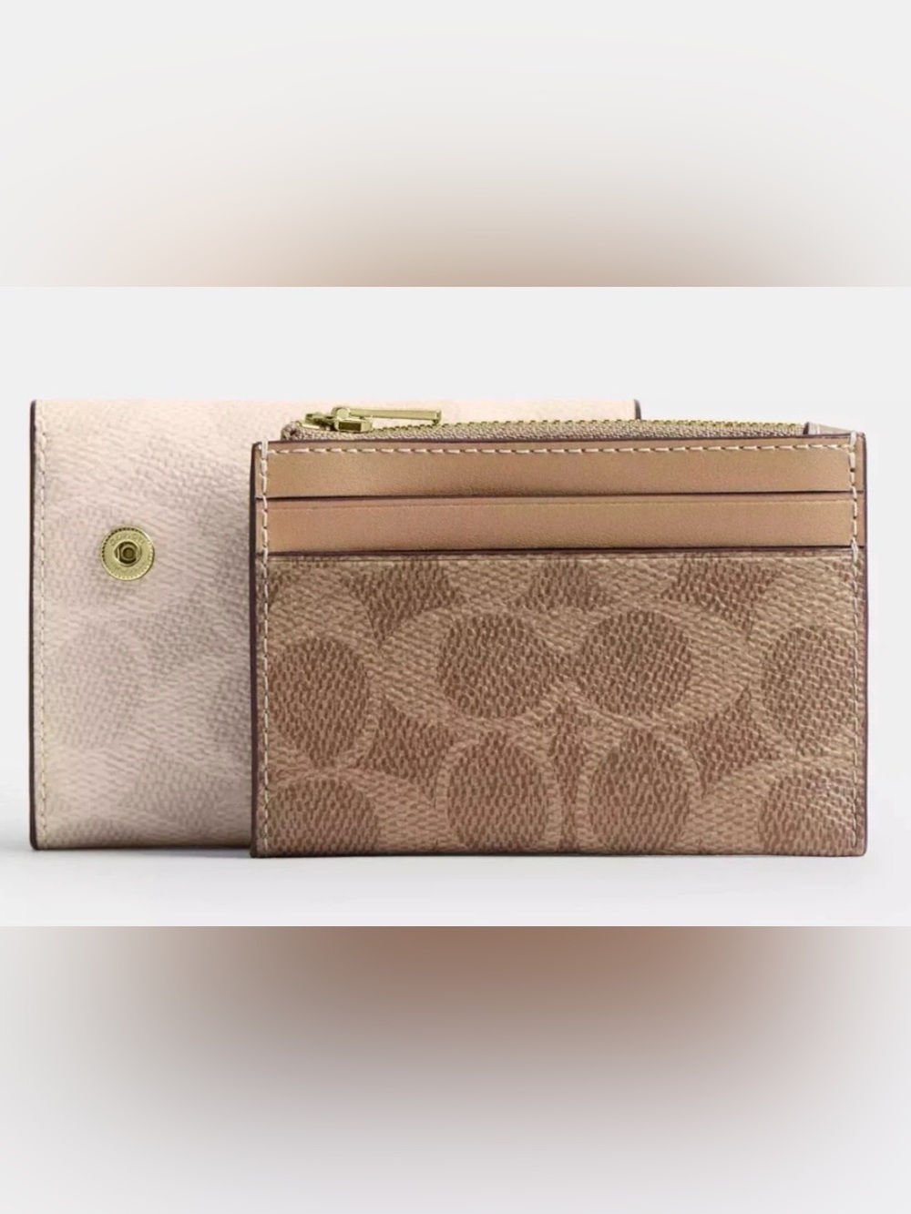 🤍New Coach Sand/Tan Signature Canvas & Leather Card Holder Wallet (Exclusive) - Picture 7 of 9